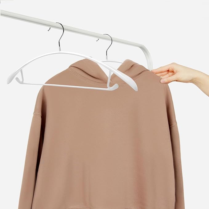Nature Smile Non Slip PVC Coating Sweater Hangers,Dress Suit Coat Hangers,Wide Shoulder Bump Free Golf T Shirts Clothes Hangers (White Color 20 Pack)