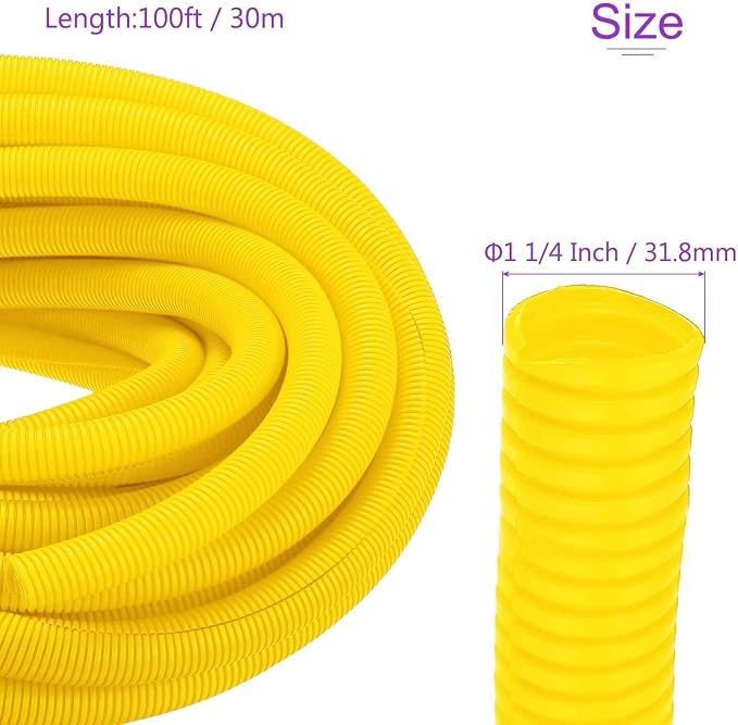 DMiotech 100ft Wire Loom Split Tubing 1 1/4 Inch(31.8mm) ID, Cord Protectors from Pet Flexible Conduit Cable Management for Office Home Garden, Yellow