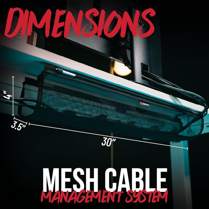 Gator Frameworks Mesh Cable Management System - Mounts Under Desk to Streamline Your Workspace, Built In Cable Ties, (GFW-CBLMGM-MSH)