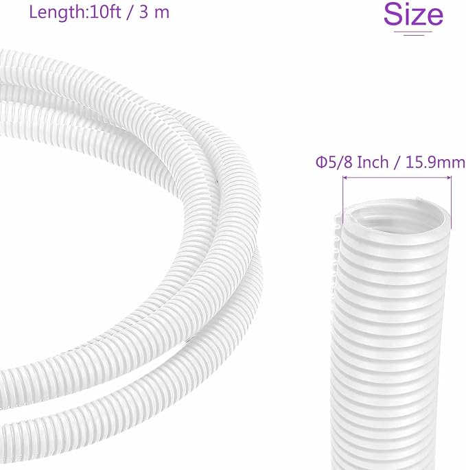 DMiotech 10ft Wire Loom Split Tubing 5/8 Inch(15.9mm) ID, Cord Protectors from Pet Flexible Conduit Cable Management for Office Home Garden, White