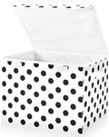 ALAZA Polka Dots Black White Storage Bins Organizer Box Baskets Lidded Clothes for Shelves Closet Collapsible Stackable Storage Cubes Handles