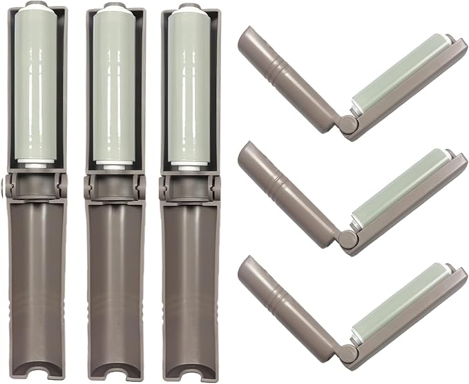 Mini Reusable Lint Roller 6 Pack, Washable Sticky Gel Lint Remover, Grey | Portable & Easy Carry, Foldable Design, Washable Sticky Gel, For Clothes & Luggage, Travel Ready