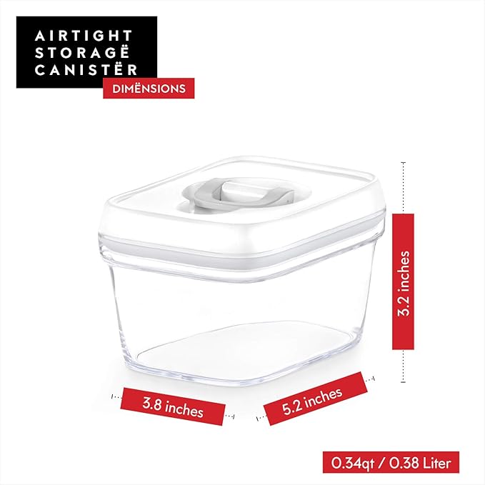 DWËLLZA KITCHEN Airtight Food Storage Containers with White Lids – 0.4L 6 Pc Clear Plastic Kitchen canisters Pantry Organization for Spices, Candy, Nuts, BPA-Free, Keeps Food Fresh & Dry