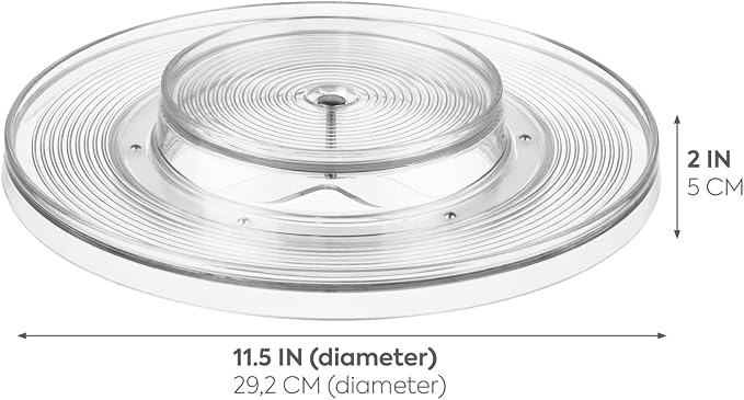iDesign Linus Lazy Susan Cabinet Turntable - 2-Tier Organizer Tray for Kitchen Pantry or Countertops - 11", Clear