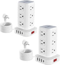Tower Surge Protector Power Strip with 12 Outlets 4 USB (1 USB C), 6.5Feet Extension Cord with Multiple Outlets, Charging Station, Power Strip Tower, Office Desk Supplies (2 Pack)