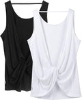 icyzone Women's Open Back High Neck Workout Athletic Gym Tank Tops