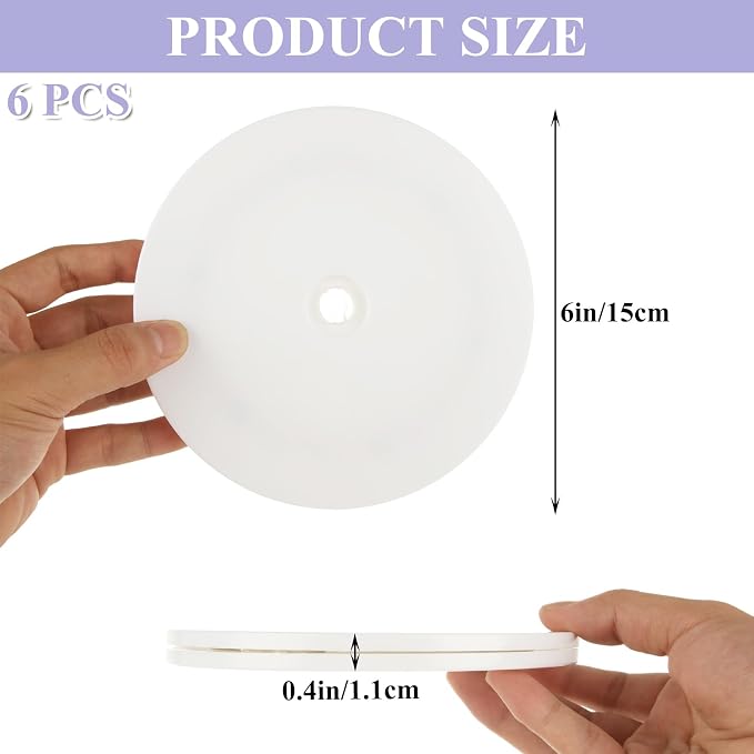 WOPPLXY 6 Pcs Small Lazy Susan 6 Inch, 6 Inch Lazy Susan Turntable Acrylic Ball Bearing Rotating Tray, Rotating Swivel Base White Lazy Susan for Kitchen Countertop, Pantry, Cabinet, Spices, Makeup