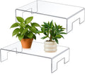 RattanView 2 Pcs 12 x 8 x 3 Inch Large Acrylic Risers Display Stands 5 mm Thick Acrylic Shelf Riser Showcase for Collectibles Jewelry Cupcakes Food Figures Perfume Cabinet (Clear)