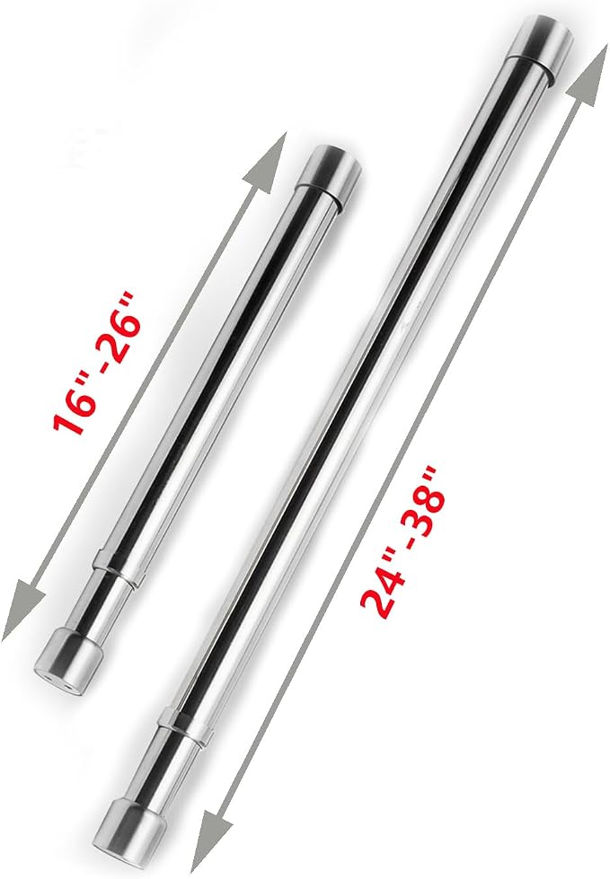 Heavy Duty Adjustable Closet Rod Autuwintor Closet Rod Extender Hanging with Brackets 16-26 Inches Stainless Steel Silver Quantity-2pcs