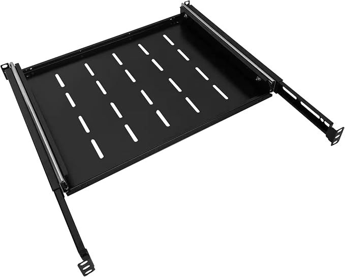 Keyboard mount-1U Sliding Shelf 19in Mount Keyboard Shelf Tray 4 Post Rack Mount Adjustable Depth 15 to 25inch for 19" Server Network Rack&Cabinet (Rack drawer-250)