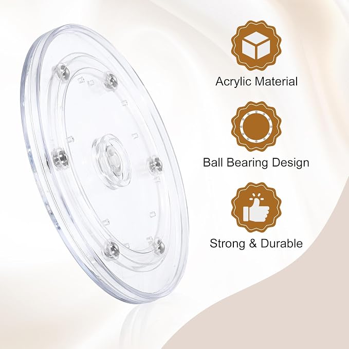 uxcell 3Pack Acrylic Lazy Susan Turntable, 6" Spinner Lazy Susan Turntable Organizer, Acrylic Ball Bearing Rotating Tray for Pantry Spice Rack Decorating, Clear