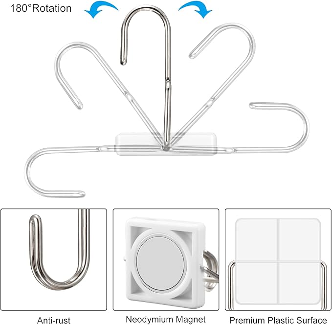 MAGTSMEI Strong Magnetic Hooks Heavy Duty, 30LBS Magnetic Hooks for Refrigerator, Neodymium Rare Earth Magnet Hooks for Fridge, Magnets with Hooks for Locker, Kitchen, Cruise Cabin, Grill, 4 Pack