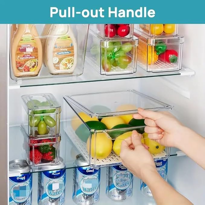 INNOVATIVE LIFE 14 Pack Refrigerator Organizers and Storage, Stackable Fridge Organizer Bins with Lids, BPA-Free Produce Fruit Storage Containers for Storage Clear for Food, Vegetable Storage