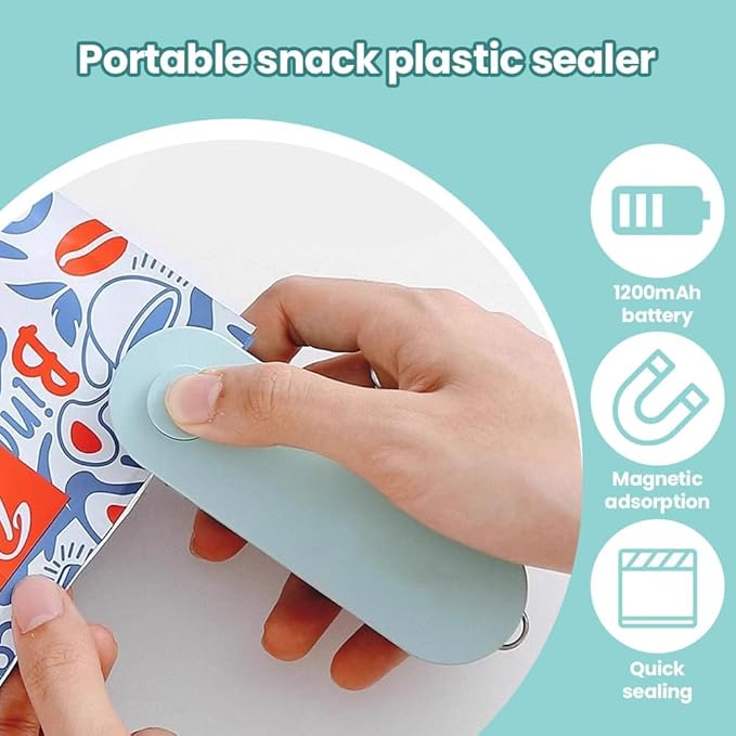 4 in 1 Mini Bag Sealer - Portable USB Rechargeable Chip Bag Sealer with Cutter - White, 2pcs