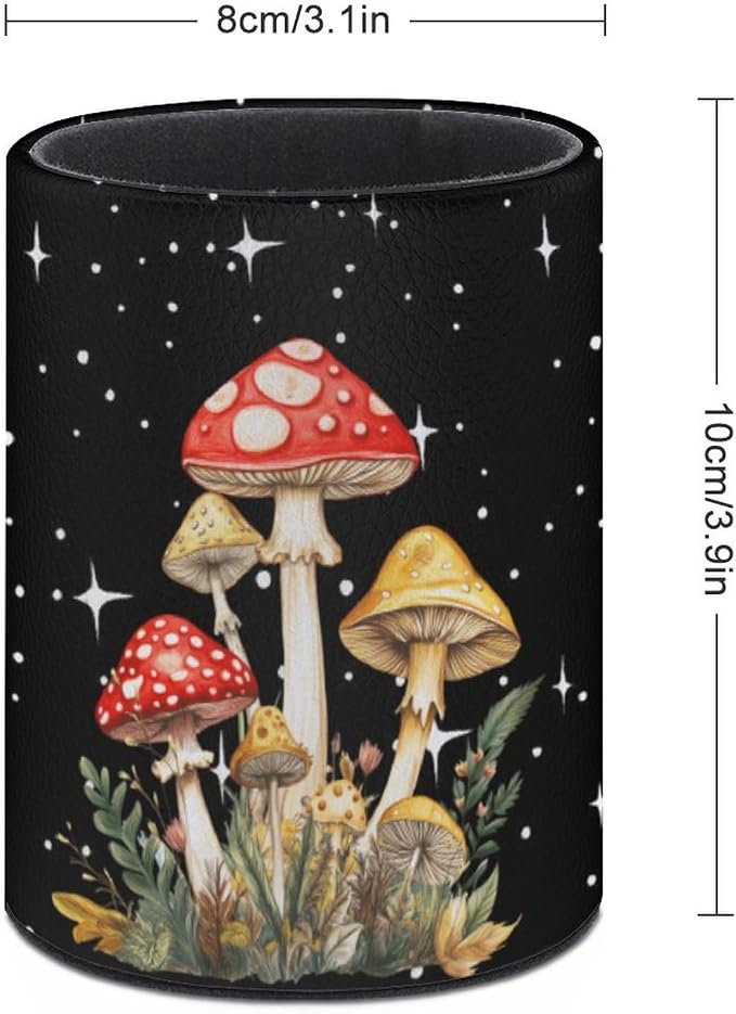 Mushroom Pen Holder Pencil Cup for Desk Organizer | Cute Makeup Brush Holder PU Multifunctional Office Suppliesfor Decor Home Classroom School
