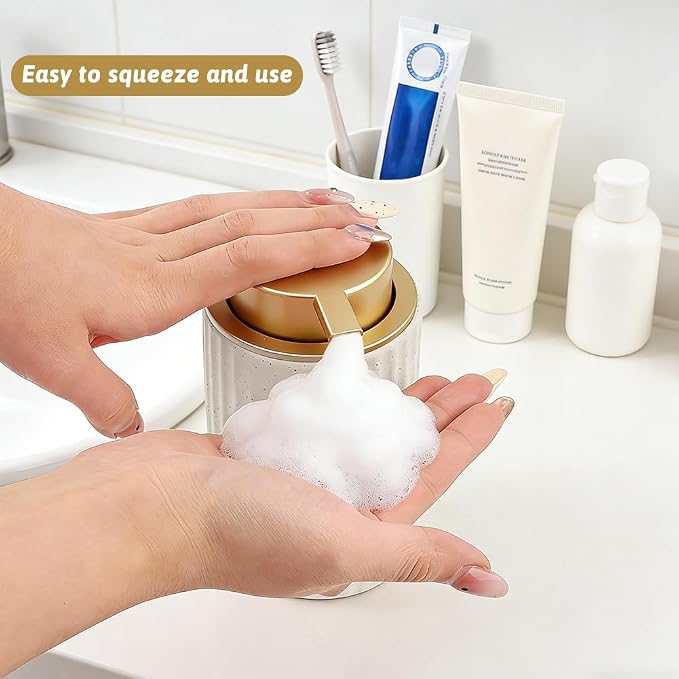 2 Pack Ceramic Foaming Soap Dispenser with Removable Pump, 12 oz Refillable Bathroom & Kitchen Hand Soap Dispenser, Modern Decor for Bathroom & Kitchen