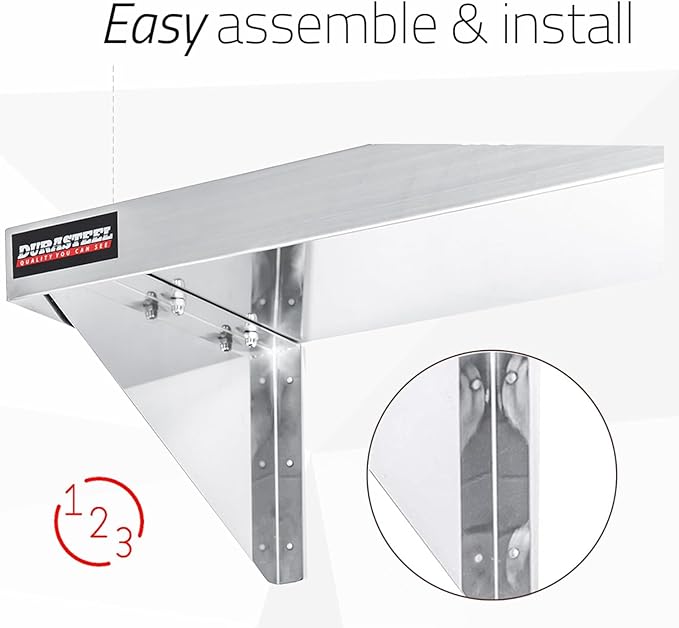 DuraSteel Stainless Steel Shelf - 24 Inch Wide x 14 Deep Commercial NSF Mounted Metal Wall Shelf Pantry Organizer Garage Storage Shelves - Rack Shelving Restaurant Kitchen Units Laundry Utility Room