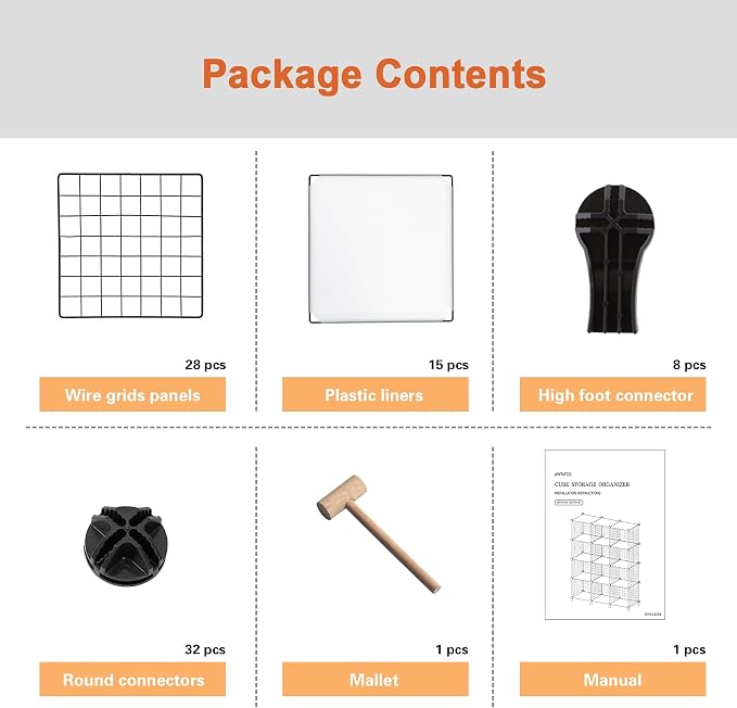 AWTATOS Wire 12 Cube Storage Organizer, Closet Storage Shelves Stackable | Metal Cube Storage Bookshelf, DIY Portable Closet Clothes Organizer, Wire Shelving for Bedroom, Home, Office Black