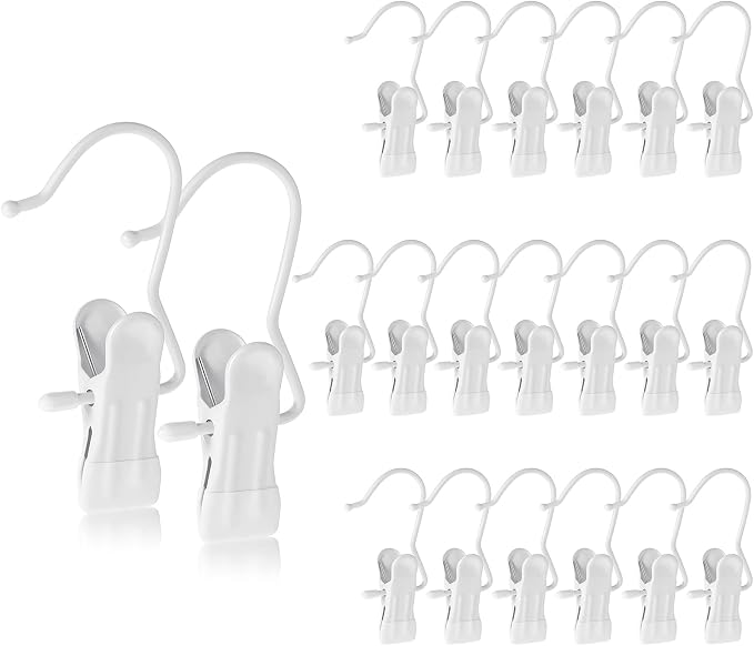 Hotop 48 Pieces Boot Hanger Clips for Closet, Laundry Hanging Hooks Heavy Duty Clips Boot Holder Portable Single Hooks Space Saving for Pants Jeans Clothes Hats Tall Towels (White)