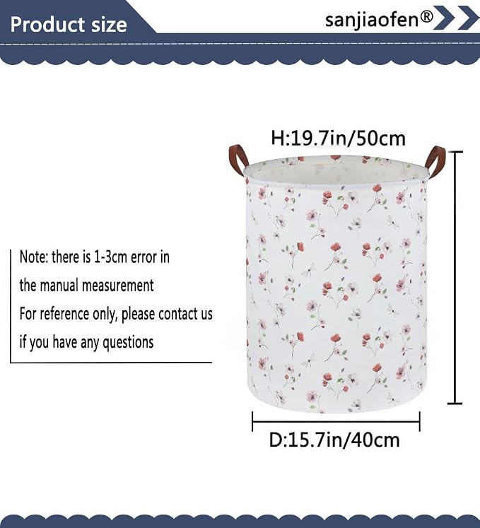 Kids Laundry Hamper,Flower Laundry Basket Collapsible Girls Storage Baskets for Home Decor,Office,Home Organizer,(Dried flowers