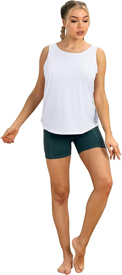 icyzone Women's Open Back High Neck Workout Athletic Gym Tank Tops