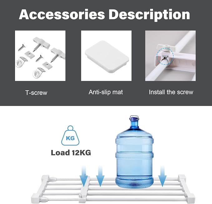Geetery 4 Pcs Closet Tension Shelf Metal Expandable Closet Shelf Dividers Adjustable DIY Shelf Separators in Closet Tension Rod Storage Rack for Cabinet Kitchen Wardrobe (15''-21.65'' X 9.45'')