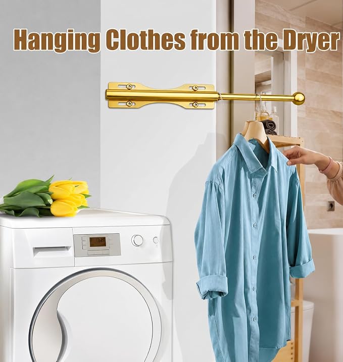 13" Valet Rod For Closet Pull Out Adjustable For Closet,1 Pack Gold | 13" pull-out valet rod provides convenient hanging space for clothes in closets, bedrooms and laundry rooms.