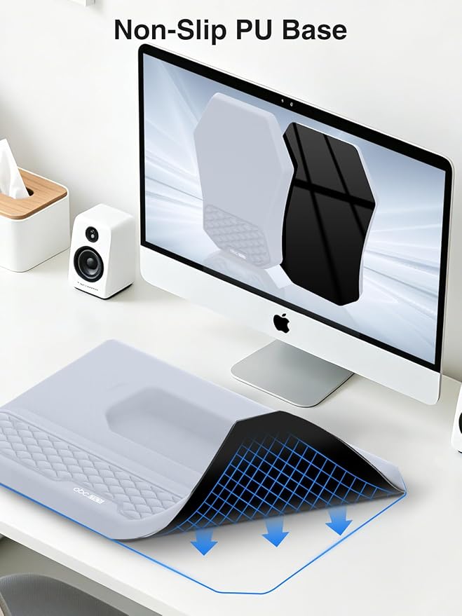 Ergonomic Wrist Rest with Keyboard Stand and Mouse Pad for Easy Typing | Keyboard Holder with Storage Slot, Mousepad for Carpal Tunnel Pain Relief with Massage Bulge and Slow Rebound Memory Foam