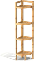 2026 New Bamboo Standing Shelf, 4 Tier Corner Shelf Stand, Free-Standing Shelf Units, Triangular Curved Corner Shelf Stand for Space-Saving Display Ideal for Bathroom/Kitchen/Living Room Storage