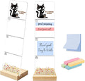 Sticky Note Holder, Monitor Memo Board, Acrylic Post It Note Holder with Wooden Base, Includes 200 Notes, Desk Organizer, Funny Black Cat Quote “It’s Coffee O’Clock”