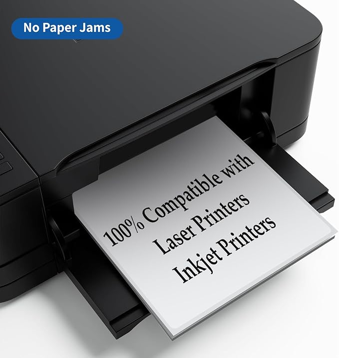 Full Sheet Labels 8.5” x 11” Sticker Paper Matte White, Large Shipping Label Paper for Inkjet Laser Printer, 100 Counts