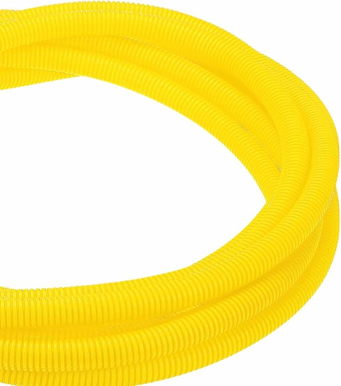 DMiotech 100ft Wire Loom Split Tubing 5/8 Inch(15.9mm) ID, Cord Protectors from Pet Flexible Conduit Cable Management for Office Home Garden, Yellow
