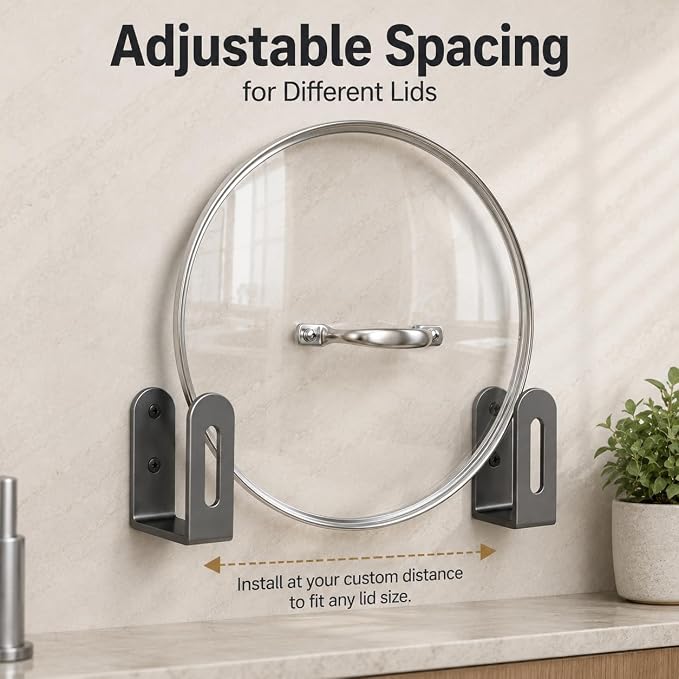 6 Pcs Under Cabinet Cutting Board Holder - Thicker Stainless Steel with Strong Adhesive & Nails, Cutting Board Holder Pot Lids Rack Storage Stainless Steel Under Shelf Counter Chopping Board(Grey)