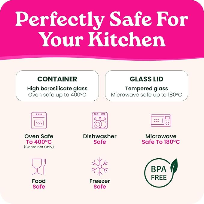 6-Pack Glass Food Storage Containers with Clear-Top Bamboo Lids – Plastic Free 27 Oz Glass Meal Prep Containers for Lunch, Eco Friendly Airtight Food Storage, Microwave & Oven Safe