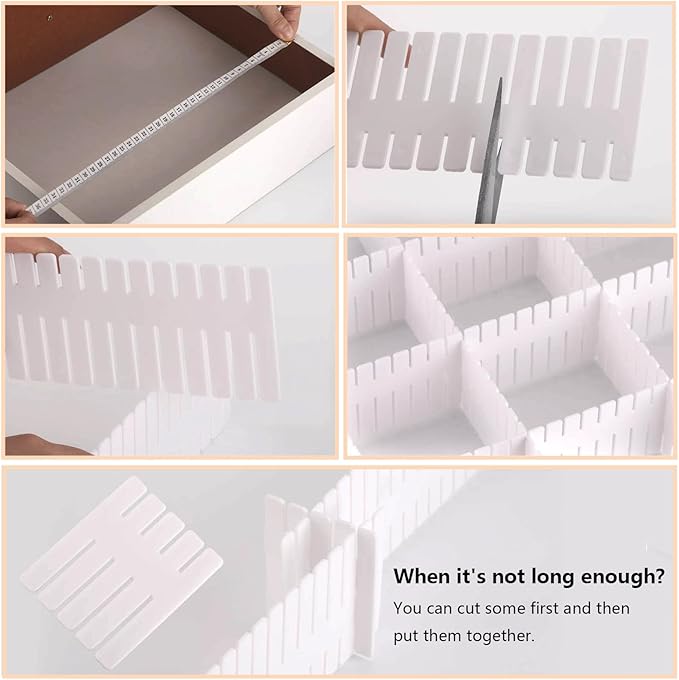 Ohlove 40Pcs Drawer Organizer Dividers 17"x2.8" Adjustable Storage Organizer Separator for Socks, Underwear, Makeup, Kitchen, Dresser