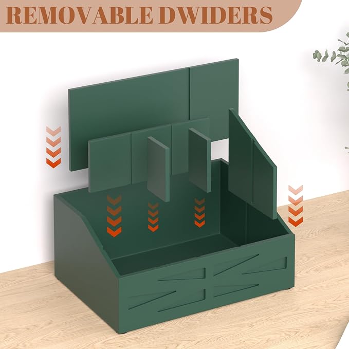 Wood Mail Organizer Countertop,Farmhouse Desk and Kitchen Countertop Storage, Letter Sorter, Desk Mail and Bill Organizer, Desktop File and Paper Holder (Green)