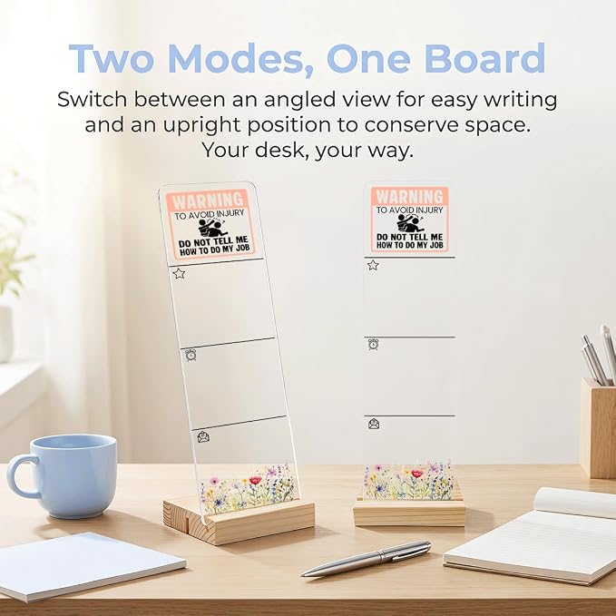 Sticky Notes Monitor Memo Board with Removable Wooden Base Warning Do Not Tell Me How to Do My Job Funny Office Quote Message Board Portable Sticky Note Holder Humorous Desk Decor and Gift