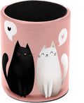 Black and White Cats Pen Holder Pencil Organizer for Desk, 3.1” x 3.1” x 3.9” Pencil Cup Office Supplies, Large Capacity Cute Pen and Makeup Brush Holder for Home, School, Desktop