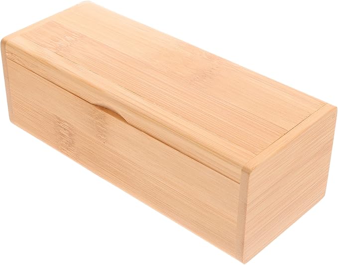 SEWACC Bamboo Storage Box - Light Brown Decorative Keepsake Box with Flip Lid for Jewelry Trinkets and Small Items - Compact Organizer
