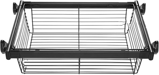 Pull Out Cabinet Storage Basket,Stackable Detachable Baskets Closet Storage Box,Telescopic Coat Drawer for Kitchen,for Kitchen Office Wardrobes Cupboard Storage(Black,614x456x205mm)