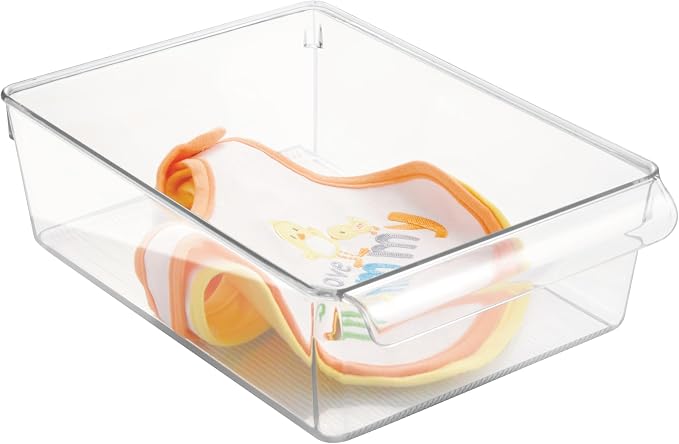 iDesign Fridge Storage Bin with Handle, Clear | Fridge Tray, For Cheeses and Snacks