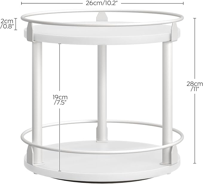 YATINEY Spice Rack, Set of 2 Lazy Susan Organizer, 2-Tier Turntable Organizer For Cabinet, Compact and Versatile, for Kitchen Countertop, White SR22L2WW