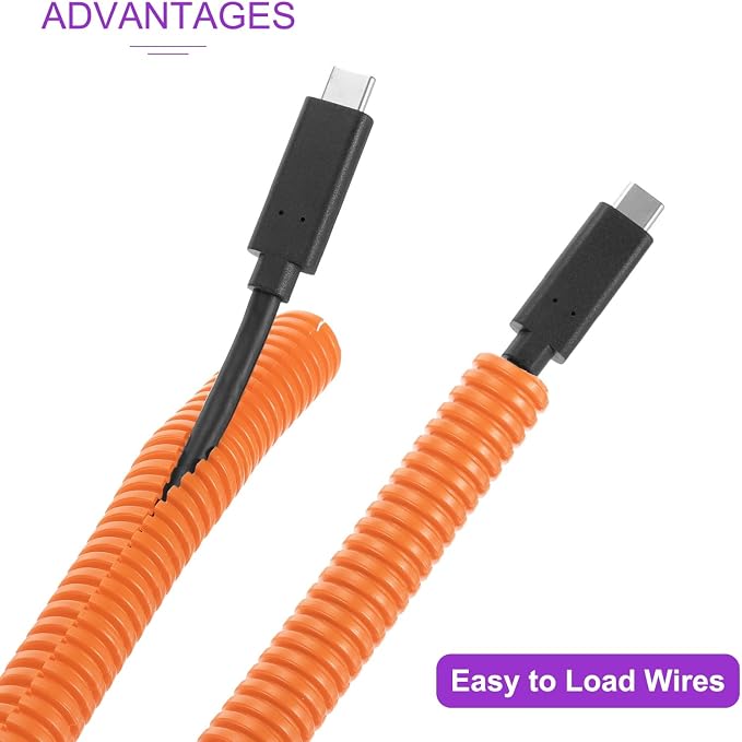 DMiotech 50ft Wire Loom Split Tubing 1/4 Inch(6.4mm) ID, Cord Protectors from Pet Flexible Conduit Cable Management for Office Home Garden, Orange