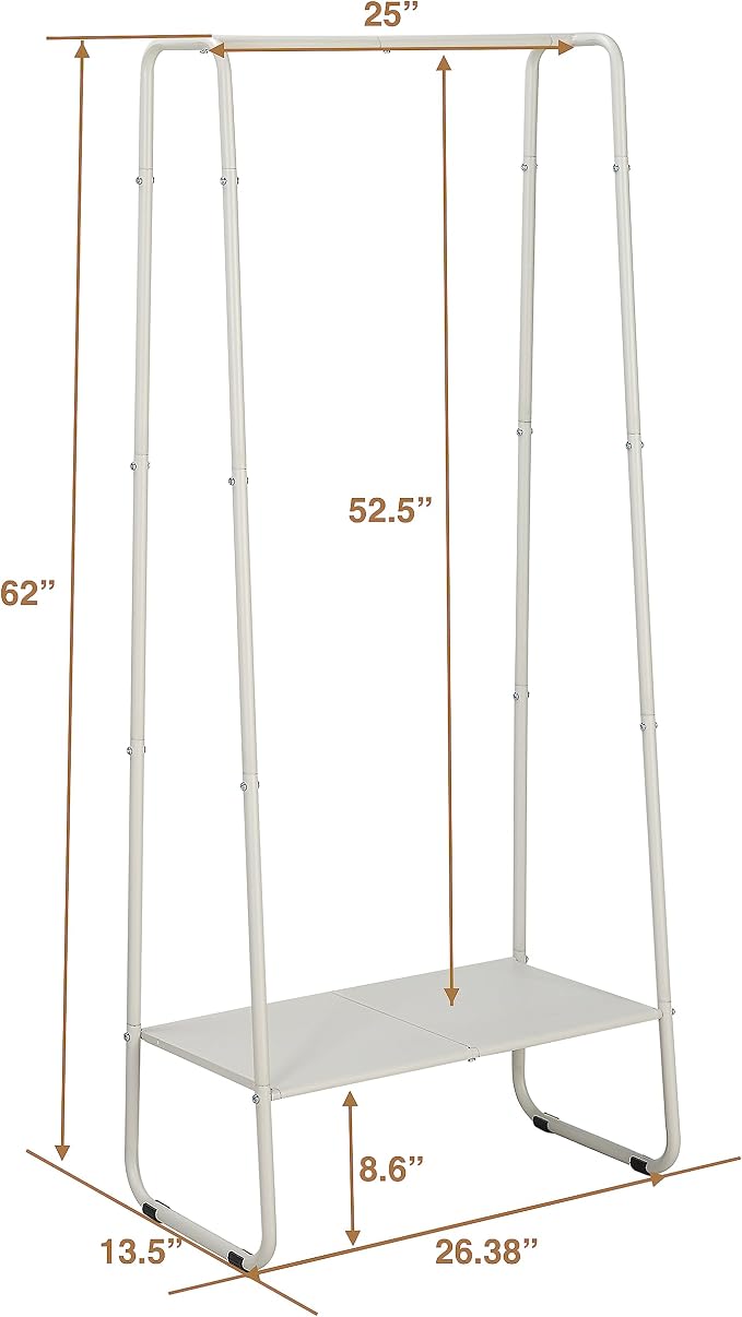 SunnyPoint Freestanding Clothes Garment Rack, Organizer Closet (OFF-WHITE)