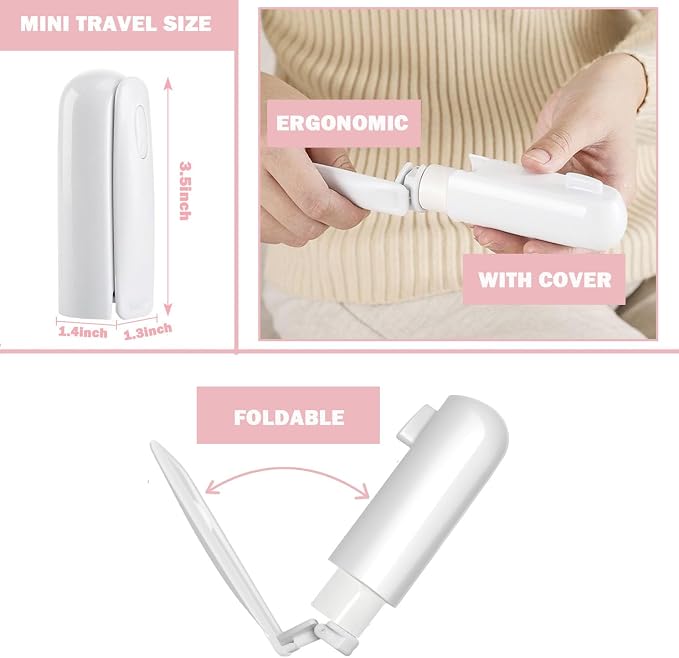 Mini Travel Lint Roller with 150 Sticky Sheets, Compact Portable Pet Hair Remover with Cover for Clothes, Travel, Small Foldable Lint Roller for Purse Car Bag Essentials (White)