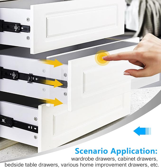 YENUO Push to Open Drawer Slides Full Extension 12–24 Inch 100 LB | Side Mount Heavy Duty Touch Release Drawer Glides Rails Ball Bearing 12–24 Inch for Kitchen Dresser Hardware Cabinet 1 Pair