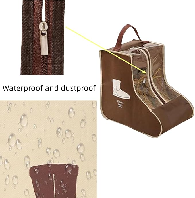 Portable 2 Pack Boots Storage, Short Boots Storage/Protector Bag | Brown Portable waterproof storage bags are used for travel storage,under the bed,wardrobe,shoe cabinet and other home storage