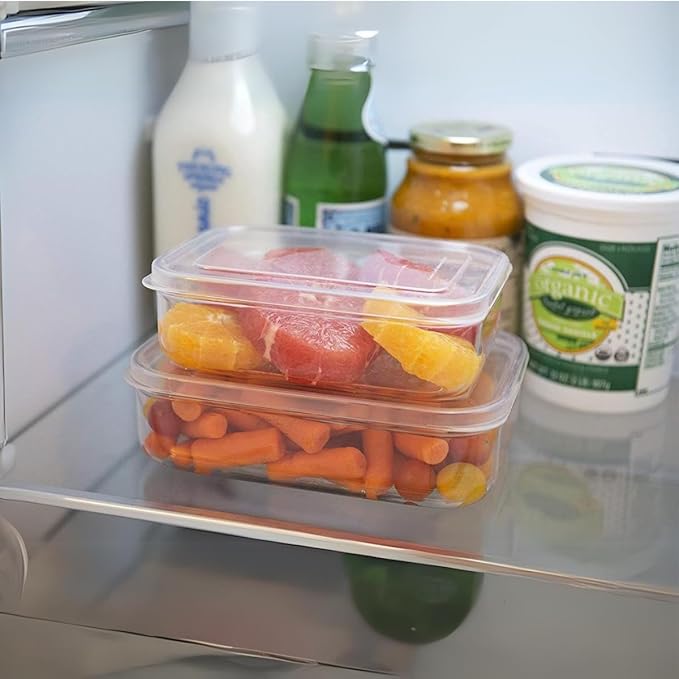 Lustroware Micro Clear Food Storage Container Set of 3 with Lid, BPA Free Shatterproof Canister, Dishwasher Microwave Safe, Fridge Pantry Refrigerator Organizer, Made in Japan (21 oz)