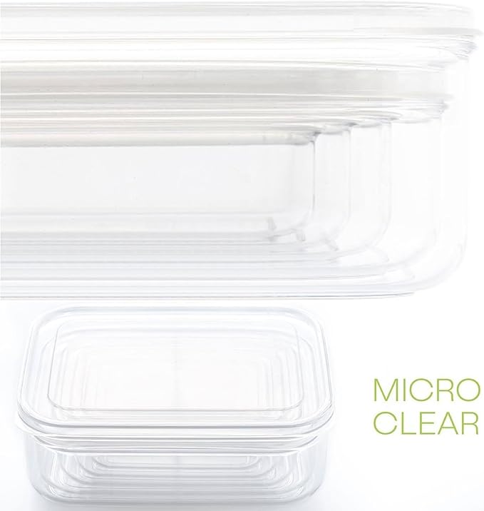 Lustroware (Set of 6) Micro Clear 13oz Kitchen Pantry Food Storage Container Set with Lid, Shatterproof, BPA Free, Dishwasher, Microwave Safe Canister, Fridge Refrigerator Organizer, Made in Japan