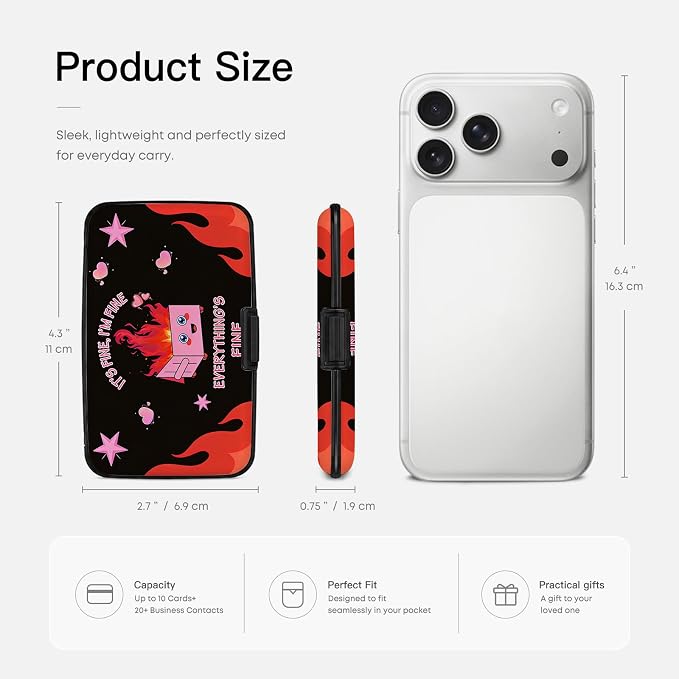 Credit Card Holder for Women Men Mini Aluminum Card Case Wallet Fire | Slim Design, RFID Blocking, Metal, Business ID Case